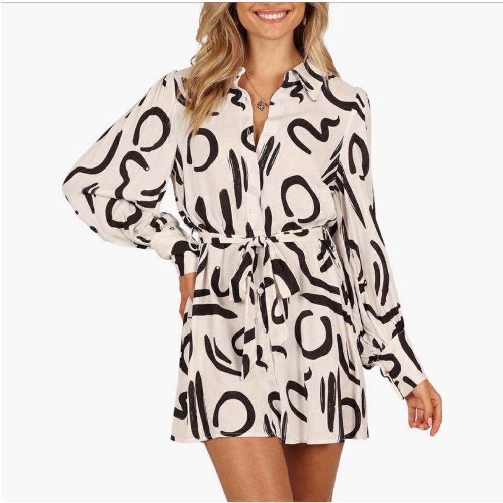 Petal & Pup Cosmo Belted Mini Shirtdress NWT size L
